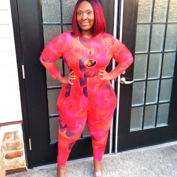 Multicolored Mesh Catsuit Plus Size - Picture 1 of 2